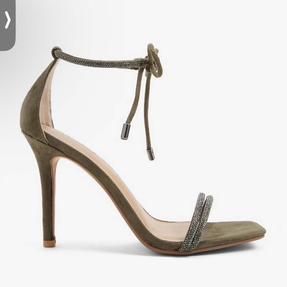 express enbellished tubular ankle heeled sandals size 7